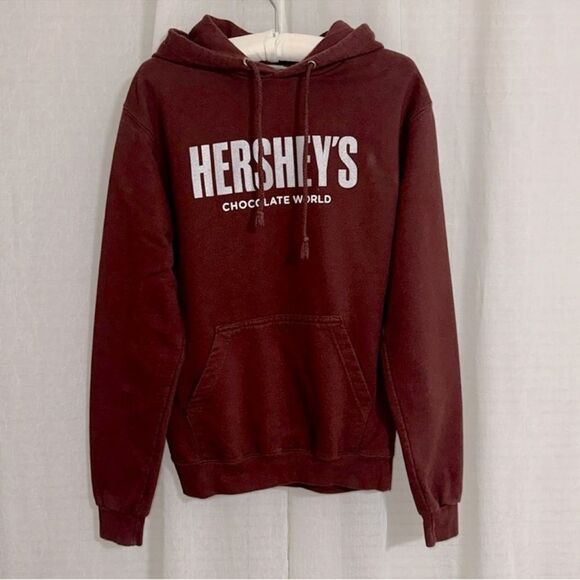 HERSHEY’S S Chocolate Brown Silver Chocolate World Pullover Hoodie - Picture 1 of 13